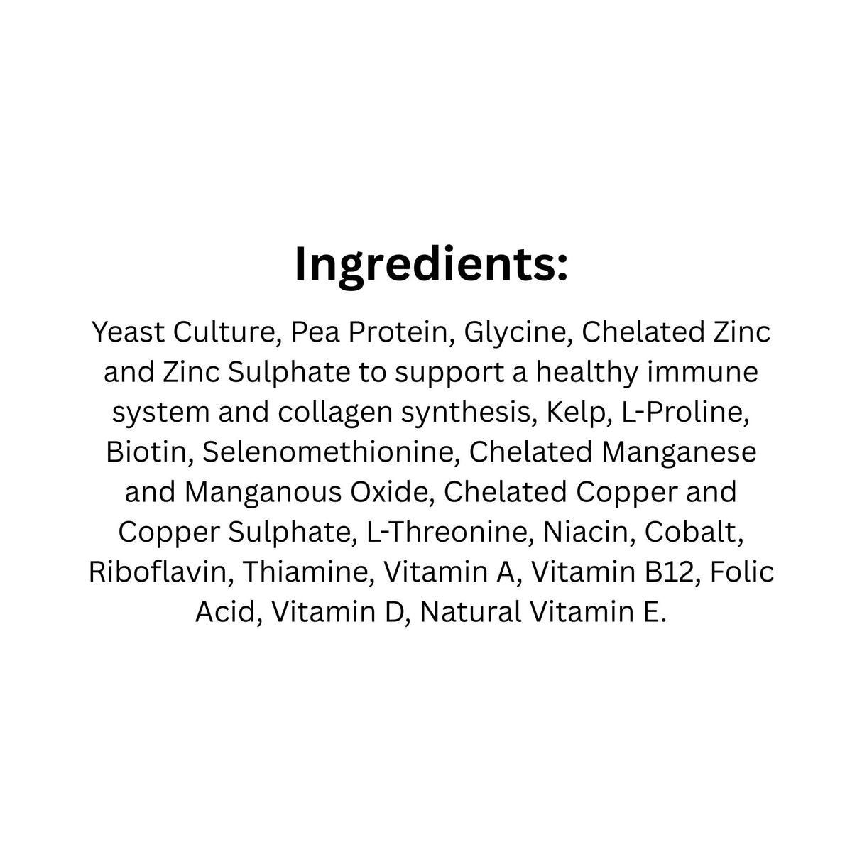 List of Ingredients for Ritchie-Smith Horse Feed Complete Supplement Pellets for horses