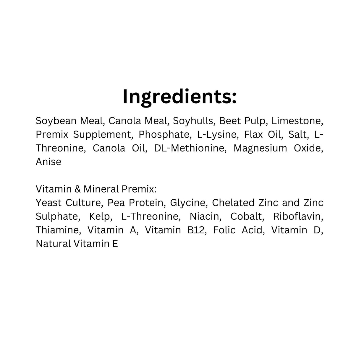 Ingredients list of Ritchie-Smith Harmony Ration Balancer Pellets Horse Feed