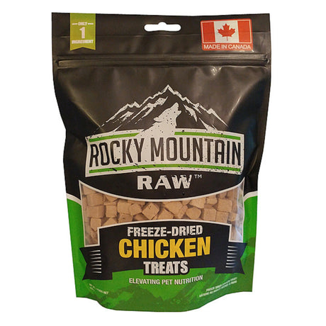 front view of Rocky Mountain Raw Freeze-Dried Chicken Dog Treat on a white background
