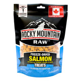 Front view of Rocky Mountain Raw Salmon Dog Treats on a white background