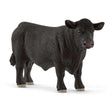 Close-up view of Schleich Black Angus Bull Farm Animal Toy on a white background