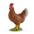 Close-up of Schleich Brown Hen Farm Animal Toys showing detailed feathers on a white background