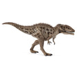 Detailed close-up of Schleich Carcharodontosaurus dinosaur toy on a clean white background