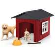 A close-up view of Schleich Dog Kennel with Golden Retriever Farm Animal Toys on a white background