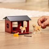 Child playing with Schleich Dog Kennel with Golden Retriever Farm Animal Toys in a playroom