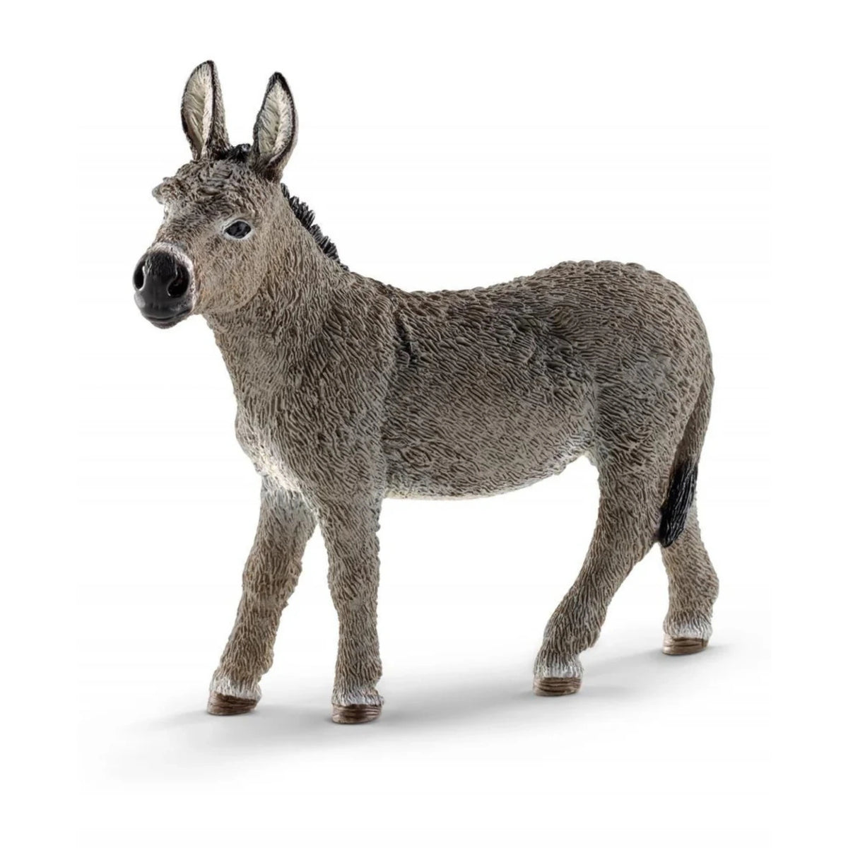 Close-up view of Schleich Farm World Donkey Farm Animal Toy on a white background