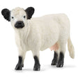Close-up view of Schleich farm animal toy Galloway Cow showing realistic details on a white background