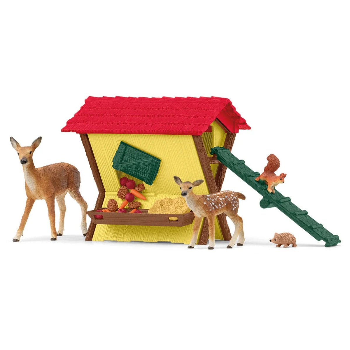 Front view of Schleich Feeding the Forest Animals Wild Animal Toys playset on a white background