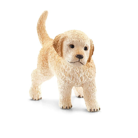 Front view of Schleich Golden Retriever Puppy Dog Miniature on a white background