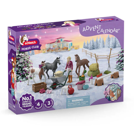 A close-up of the Schleich Horse Club Holiday Foal Magic horse toy on a white background