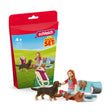 Front view of Schleich Horse Toy Sleepover Set with Hannah on a white background