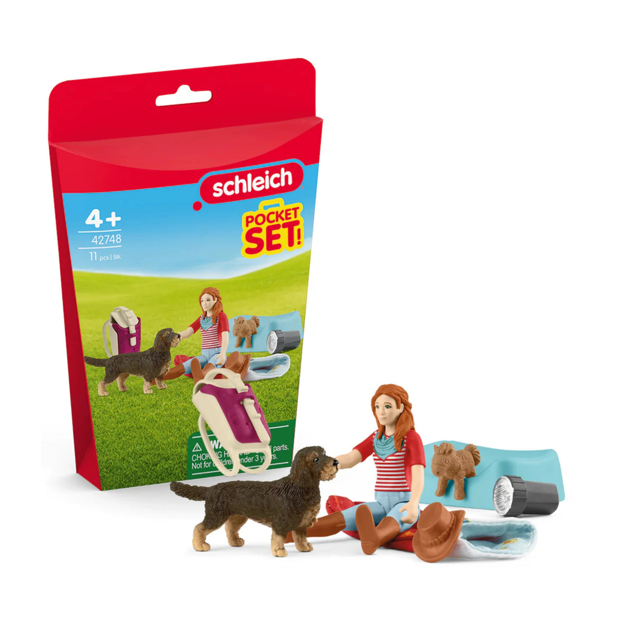 Front view of Schleich Horse Toy Sleepover Set with Hannah on a white background