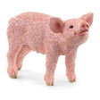 Close-up view of Schleich Piglet Farm Animal Toy emphasizing textured fur and lifelike facial features on a white background