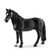Close-up side view of Schleich Tennessee Walker Gelding Black Horse Toy showing detailed coat and stance on a white background