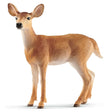 A close-up of Schleich Wildlife White-Tailed Doe wild animal toy on a white background