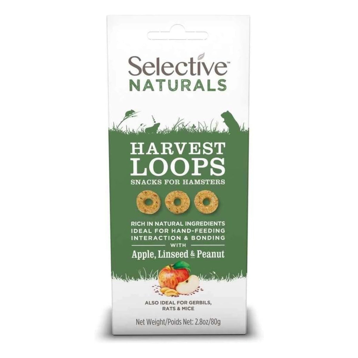 Front view of Selective Naturals Harvest Loops Hamster Treats on a white background