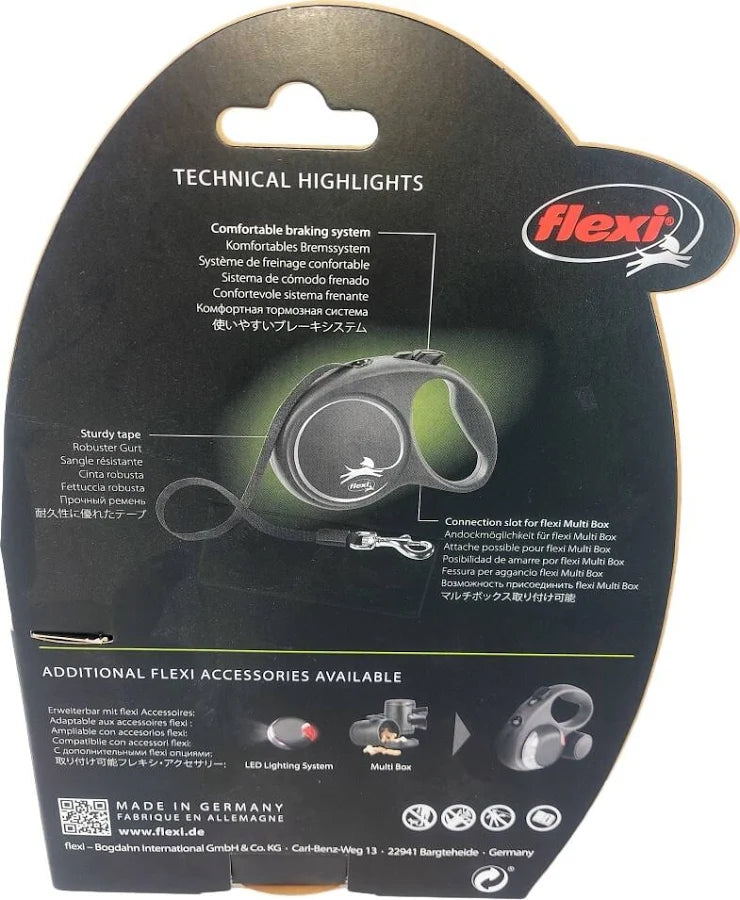 Flexi Classic Tape Retractable Dog Leash - Large 26ft Black