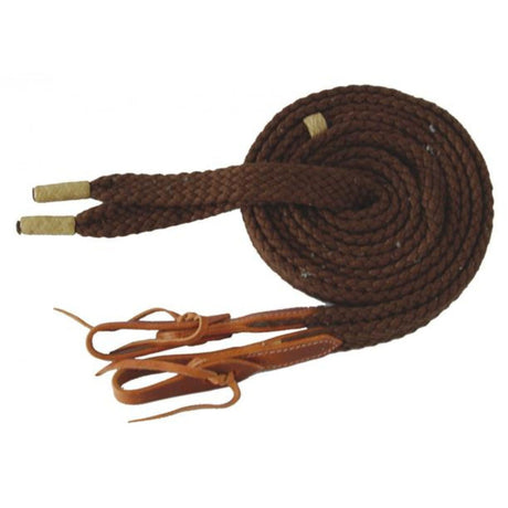 Front view of Sierra Flat Soft Rope Reins on a white background