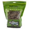 Front view of Silver Spur Dog Treats Asado Beef Crunch on a white background