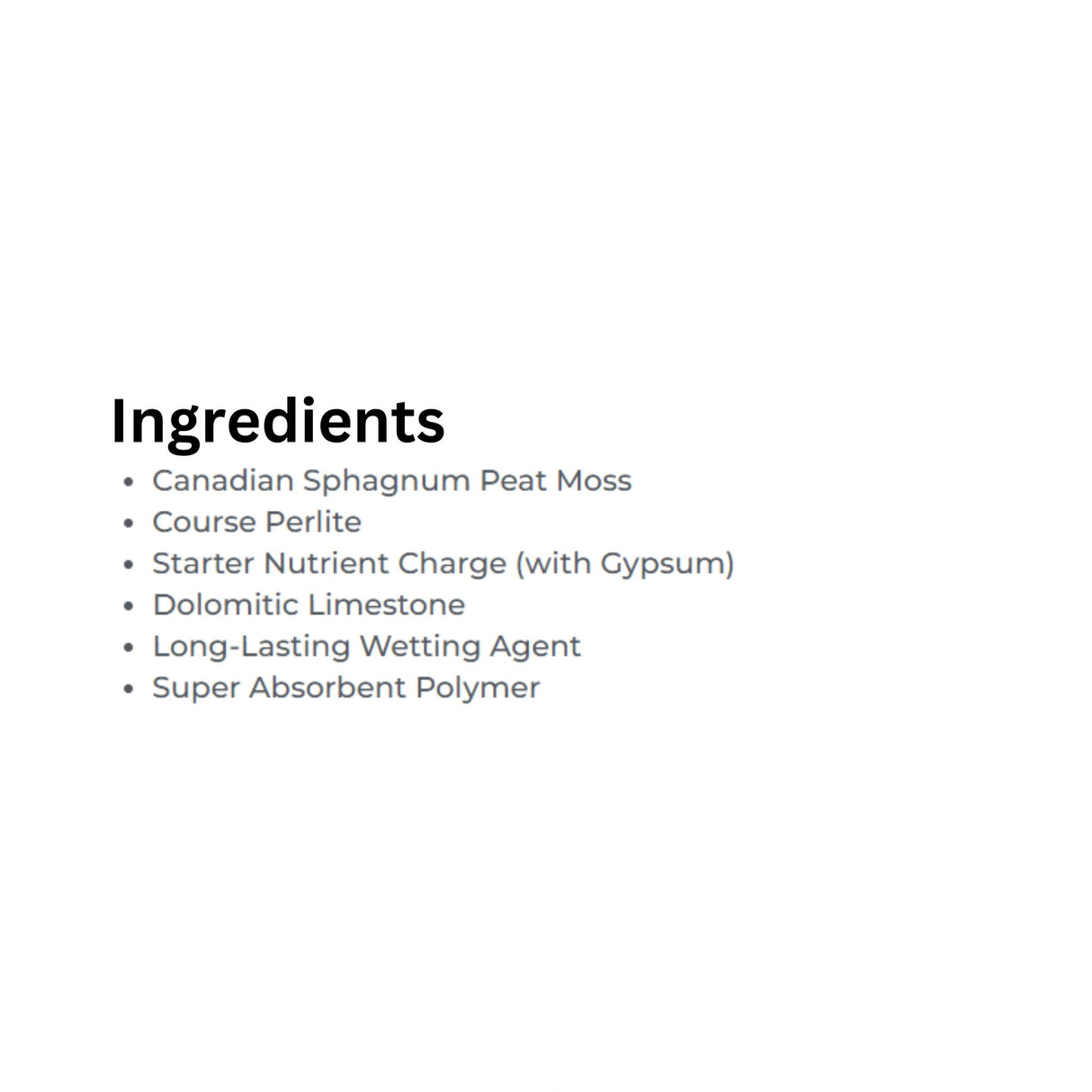 A detailed list of ingredients for Sun Gro Horticulture Sunshine Mix #7 Soil Mix