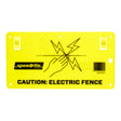 Front view of Speedrite electric fence warning signage on a white background