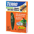 Front view of Terro Outdoor Ant Killer Stakes 8/pkg Liquid Ant Bait on a white background