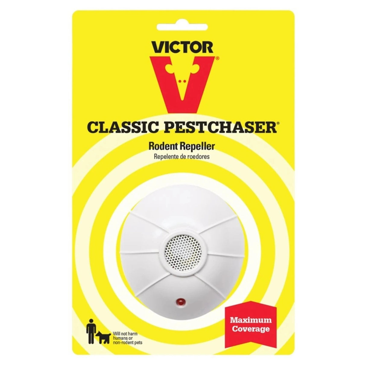 A front view of Victor Ultrasonic PestChaser Rodent Repellent on a white background