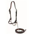 A front view of Country Legend Rolled Noseband Cow Halter on a white background