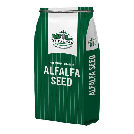 Front view of WL Alfalfas Alfalfa Seed Ultracut treated bag on a white background
