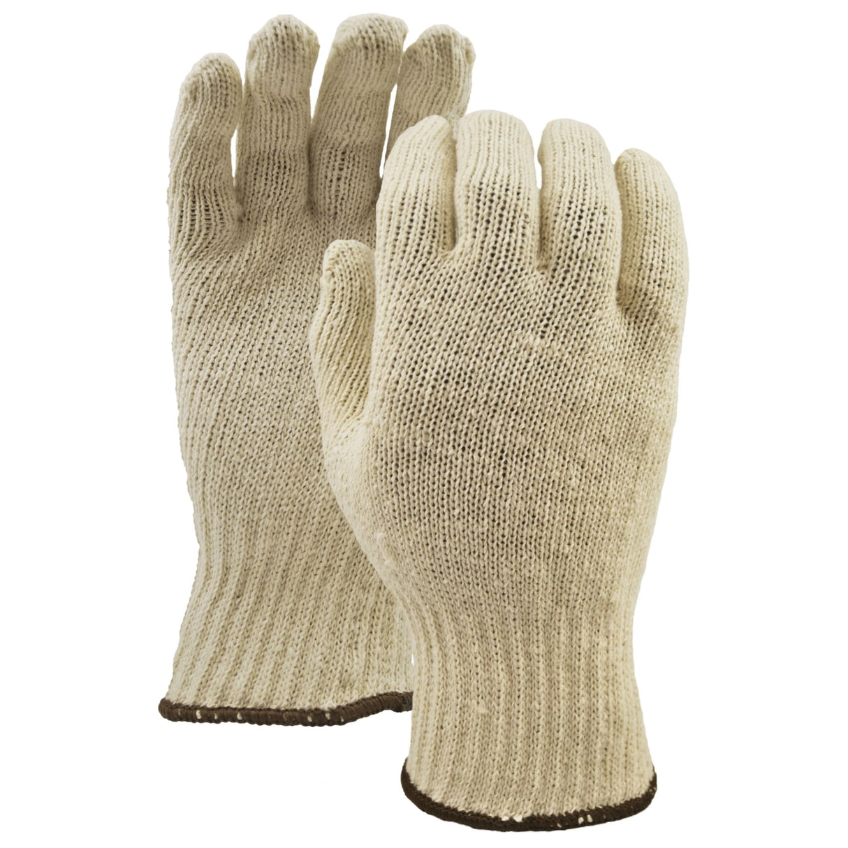 A close-up view of Watson Work Gloves 602 White Knight Poly Cotton Seamless Knit on a white background