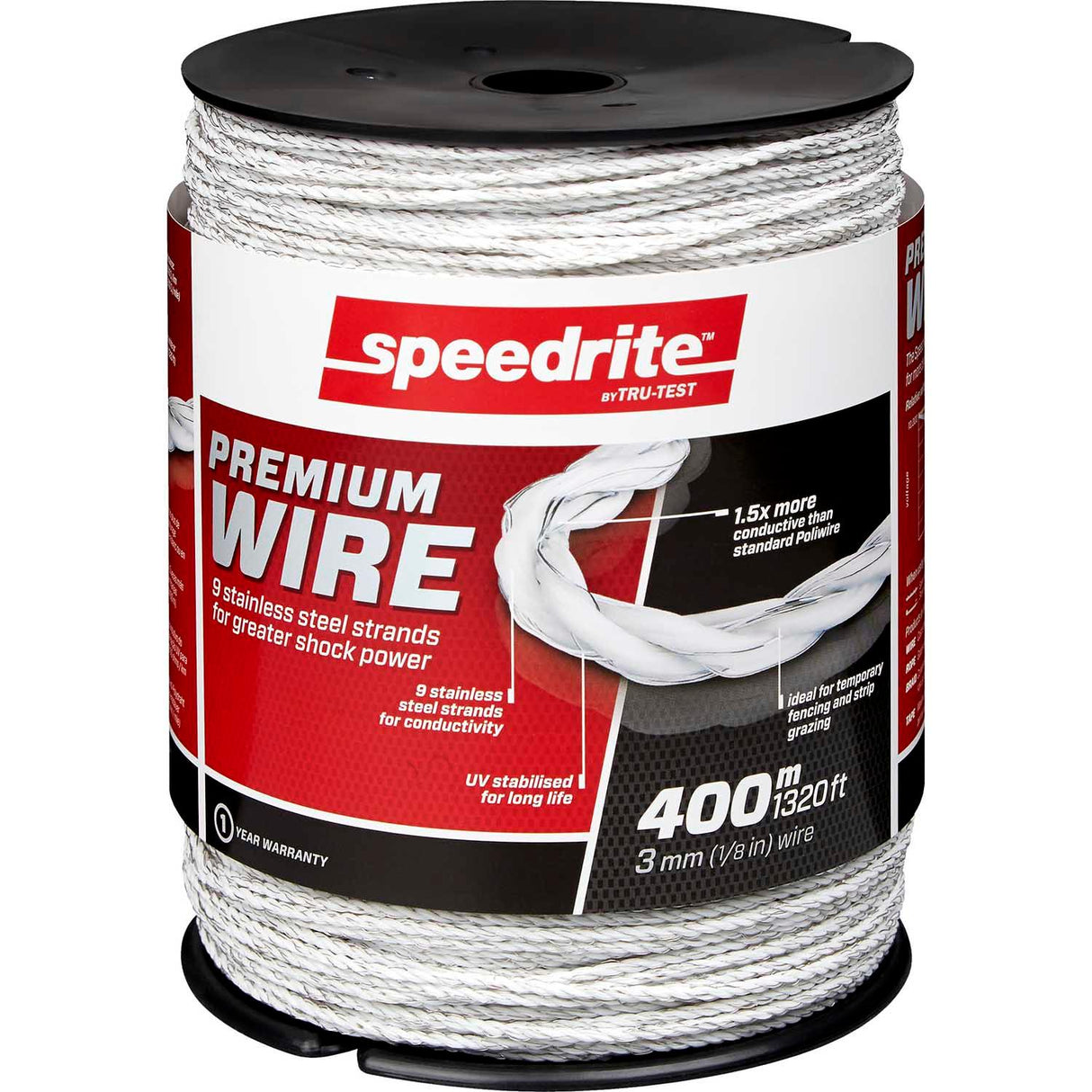 Speedrite 9 Strand 3 mm Polywire 400 M - white